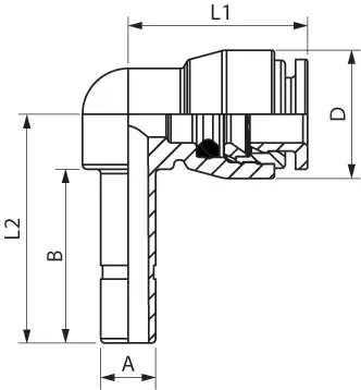 Racor Adaptador en L Orientable Corta - vista 2